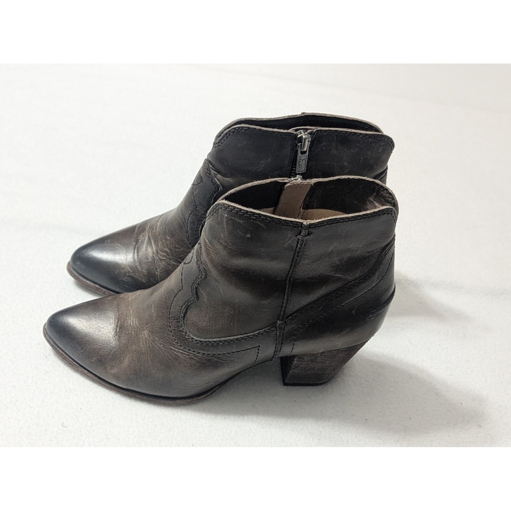 Frye Womens Boots Brown Renee Seam Short Leather Western Heeled Ankle Bootie 6.5